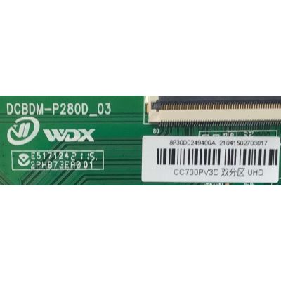 T-CON PARA TV RCA / NUMERO DE PARTE CC700PV3D / DCBDM-P280D_03 / 8P30D0349400A / 21041502703017 / E5171242 / PANEL 72000725YTGT / MODELO RWOSU7049 - Imagen 2